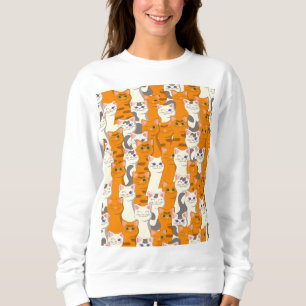 Weiße und Ingwer Katzen Muster grüne Augen blaue A Sweatshirt