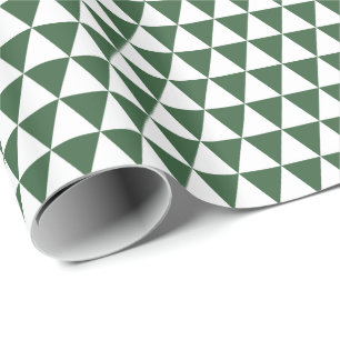 Weiße und Jägergrüne Dreiecke Geschenkpapier