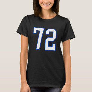 Weiße und königsblaue Spielertrikot Nummer 72 T-Shirt
