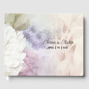 Weiße und Lila Dahlias-Hochzeit Gästebuch