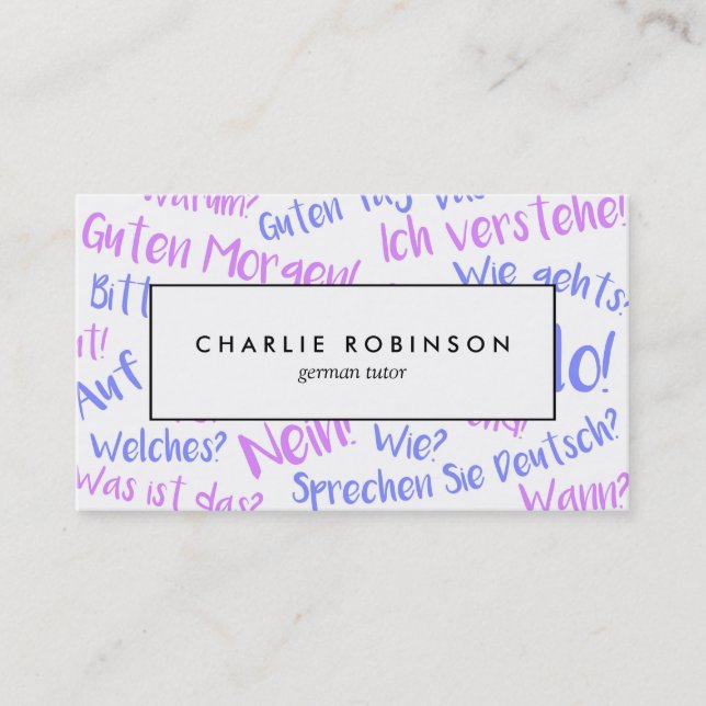 Weiße und lila deutsche Tutorgeschäftskarte Visitenkarte (Vorderseite)