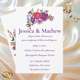 Weiße und Lila Elegante Blume Hochzeit der Blumen Einladung
