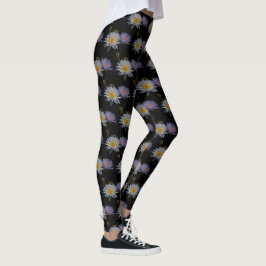 Weiße und Lila Lotus-Wasserlilien Leggings