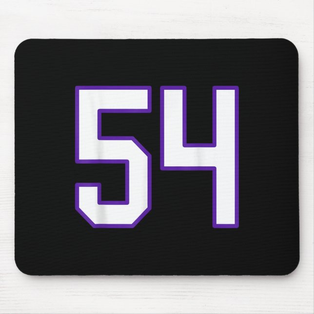 Weiße und Lila Nummer 54 Jersey Player Uniform # Mousepad (Vorne)