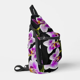 Weiße und lila Orchidee Crossbody Bag