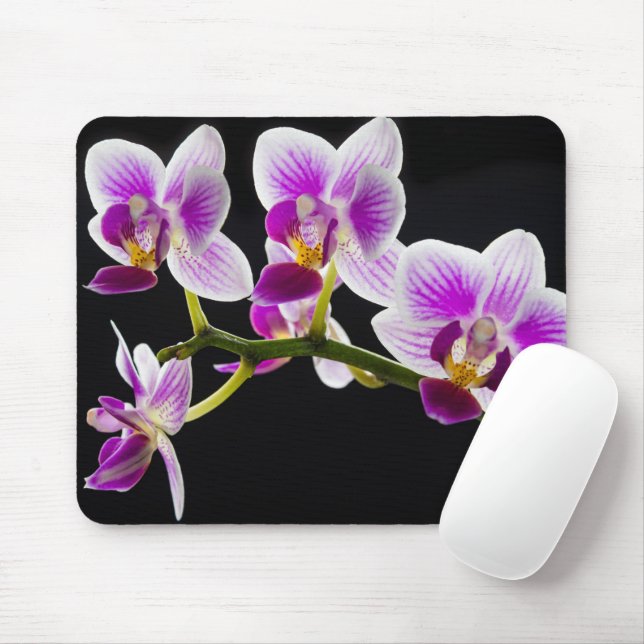 Weiße und lila Orchidee Mousepad (Mit Mouse)