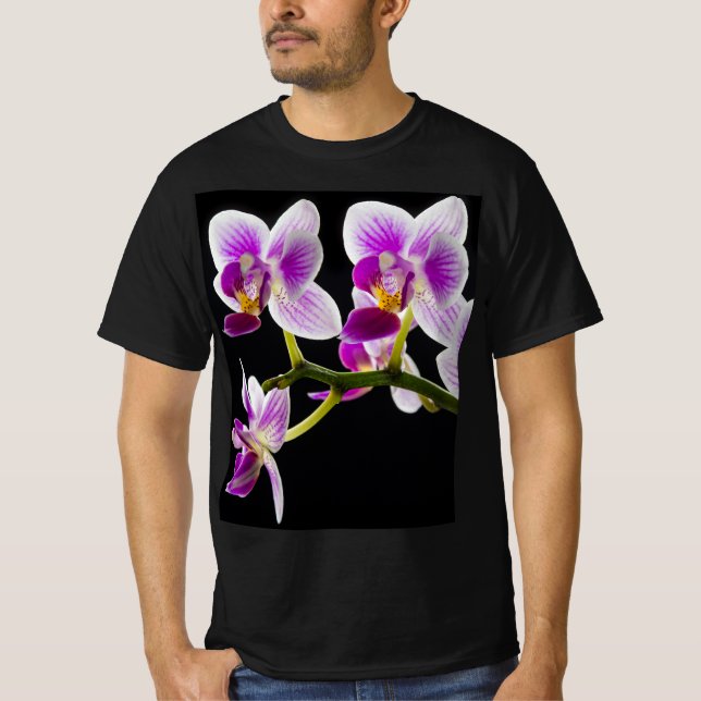 Weiße und lila Orchidee T-Shirt (Vorderseite)
