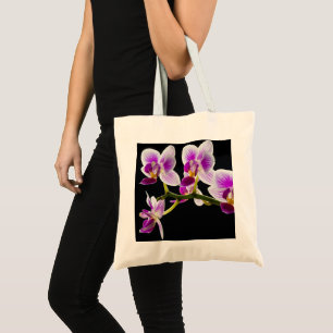 Weiße und lila Orchidee Tragetasche