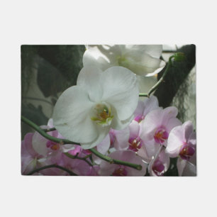 Weiße und Lila Orchideen Fußmatte