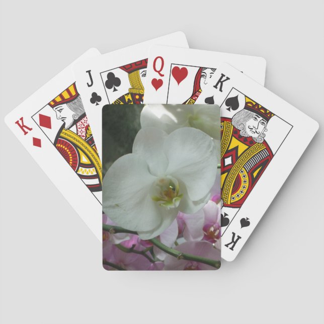 Weiße und Lila Orchideen Spielkarten (Rückseite)