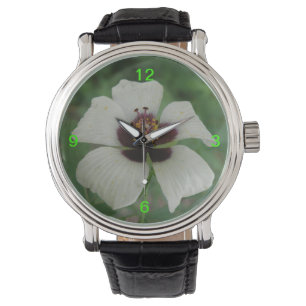 Weiße und Lila Passionflower-Uhr mit Zahlen Armbanduhr