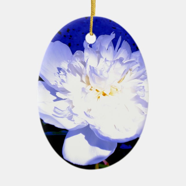 Weiße und lila Peonie Keramik Ornament (Vorne)