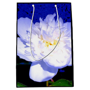 Weiße und lila Peonie Mittlere Geschenktüte