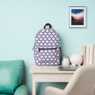 Weiße und Lila Trellis, Gitter, Quatrefolie Bedruckter Rucksack