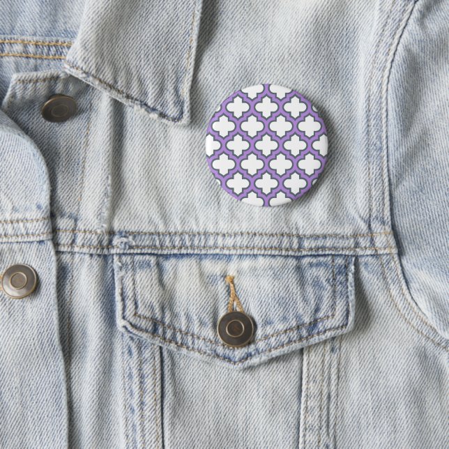Weiße und Lila Trellis, Gitter, Quatrefolie Button (Beispiel)