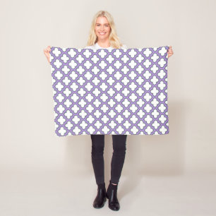 Weiße und Lila Trellis, Gitter, Quatrefolie Fleecedecke