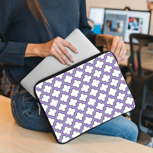 Weiße und Lila Trellis, Gitter, Quatrefolie Laptopschutzhülle