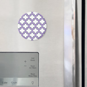 Weiße und Lila Trellis, Gitter, Quatrefolie Magnet