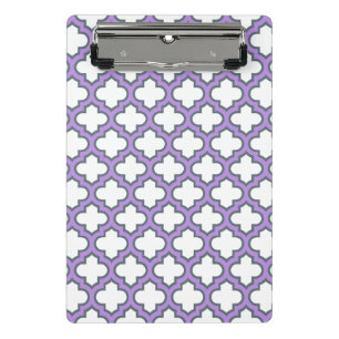 Weiße und Lila Trellis, Gitter, Quatrefolie Mini Klemmbrett