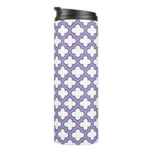 Weiße und Lila Trellis, Gitter, Quatrefolie Thermosbecher