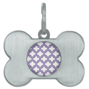 Weiße und Lila Trellis, Gitter, Quatrefolie Tiermarke