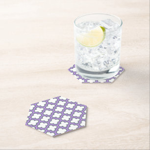 Weiße und Lila Trellis, Gitter, Quatrefolie Untersetzer