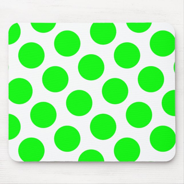 Weiße und Limone Polka-Punkte Mousepad (Vorne)