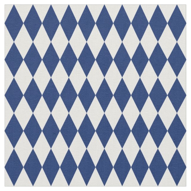 Weiße und marineblaue Harlequin-Diamanten Stoff (Nahaufnahme)