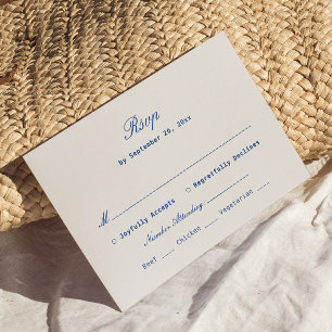 Weiße und marineblaue Hochzeits-RSVP-Karte Begleitkarte