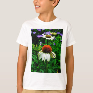 Weiße und orange KoneBlumen T-Shirt