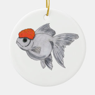 Weiße und orange Oranda Keramikornament