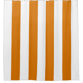 Weiße und orange vertikale Streifen Duschvorhang
