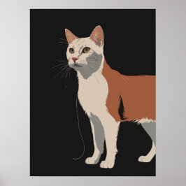Weiße und orangefarbene Katze mit schwarzem Hinter Poster