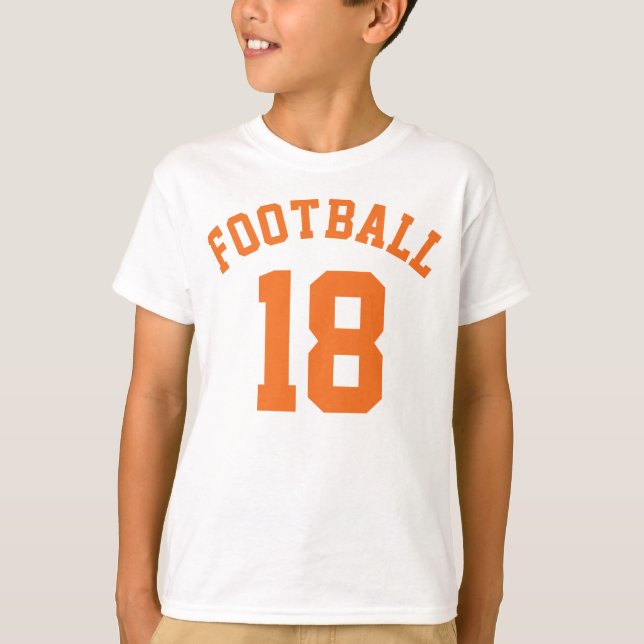 Weiße und orangefarbene Kinder | Sports Jersey Des T-Shirt (Vorderseite)