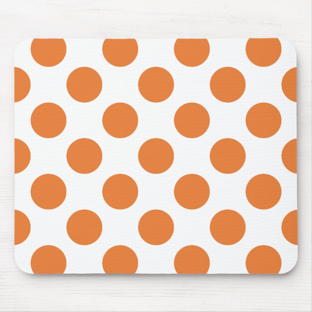 Weiße und orangefarbene Polka-Punkte Mousepad (Vorne)