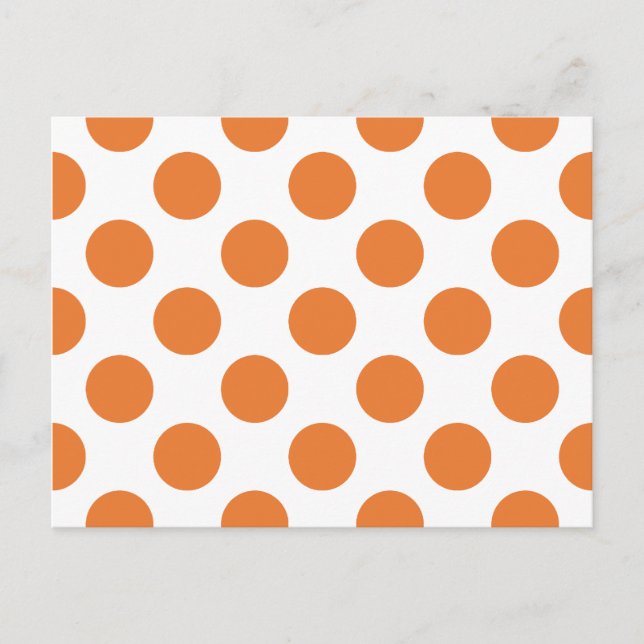Weiße und orangefarbene Polka-Punkte Postkarte (Vorderseite)