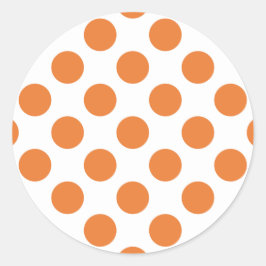 Weiße und orangefarbene Polka-Punkte Runder Aufkleber