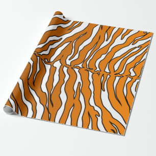 Weiße und orangefarbene Tiger-Streifen Geschenkpapier