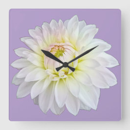 Weiße und rosa Blume Quadratische Wanduhr