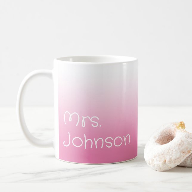 Weiße und rosa Gradient Teacher Kaffeetasse (Mit Donut)