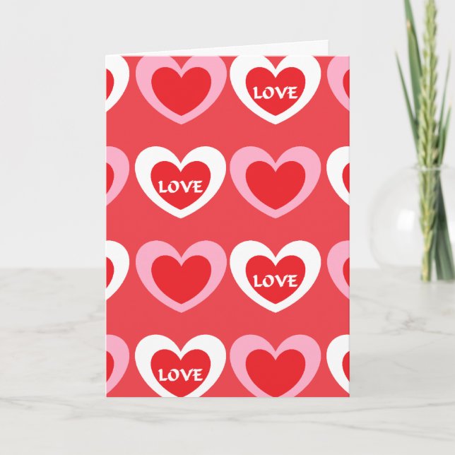 Weiße und rosa Herzen Feiertagskarte (Vorderseite)