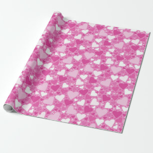 Weiße und rosa Herzen Geburtstag Geschenkpapier