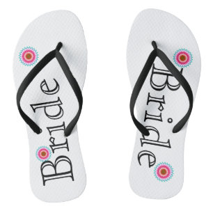 Weiße und rosa Lotus-Blumen-Braut Flip Flops