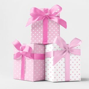 Weiße und rosa Pastell-Tupfen-Mischung Geschenkpapier Set
