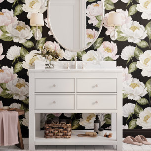 Weiße und rosa Peonies Floral Wasserfarbe Botanisc Tapete