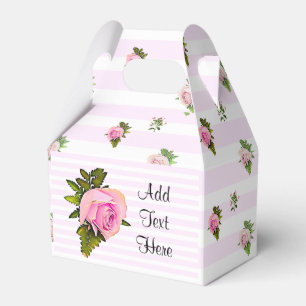 Weiße und rosa Rosen Stripte Blumenmotive Box Geschenkschachtel