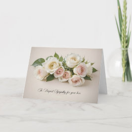 Weiße und rosafarbene Rosen Beileid Karte