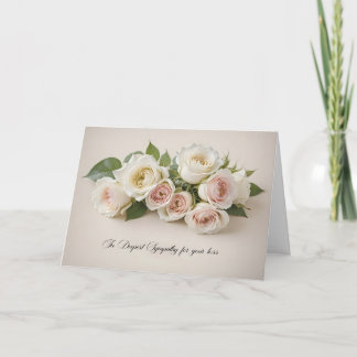 Weiße und rosafarbene Rosen Beileid Karte