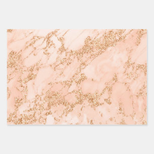 Weiße und Roségold Glittermarmor Geschenkpapier Set