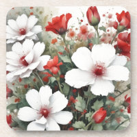 Weiße und rote Blume Elegante Wasserfarbe